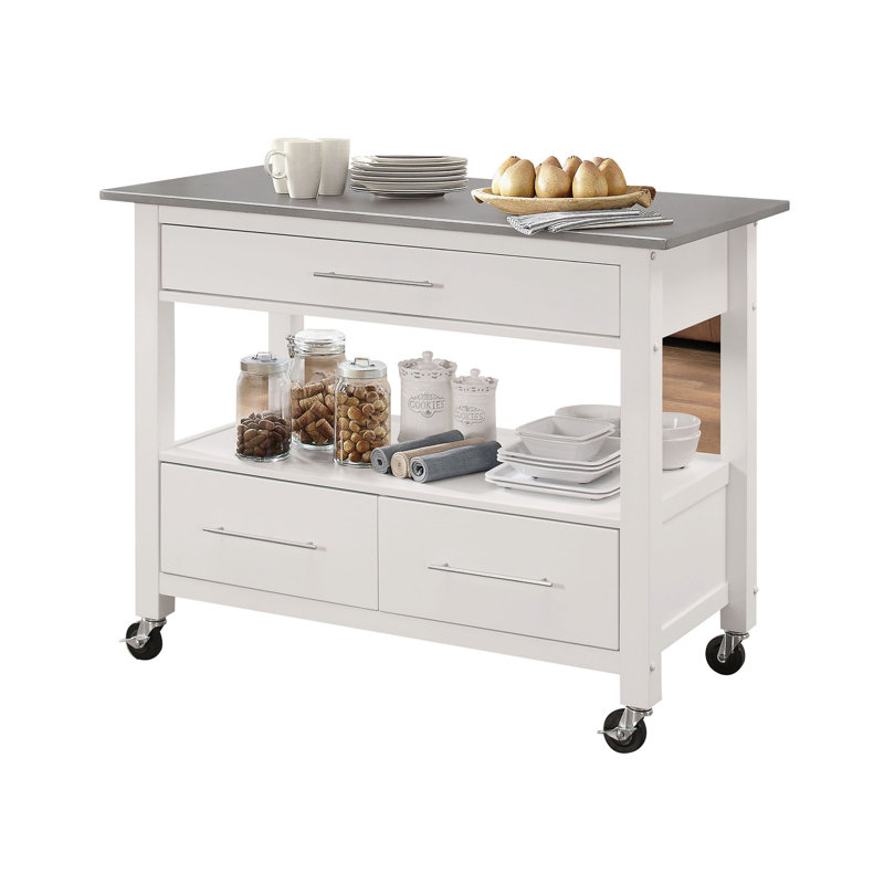 Monongah Rectangular Kitchen Cart with Stainless Steel Top & Reviews